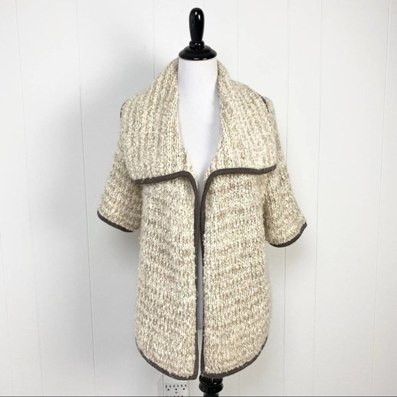 LOFT Sweaters - Loft Open Front Oversized Tan Cardigan Wool Mohair Alpaca Blend